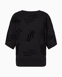 flocked monogram cotton and silk blend sweater