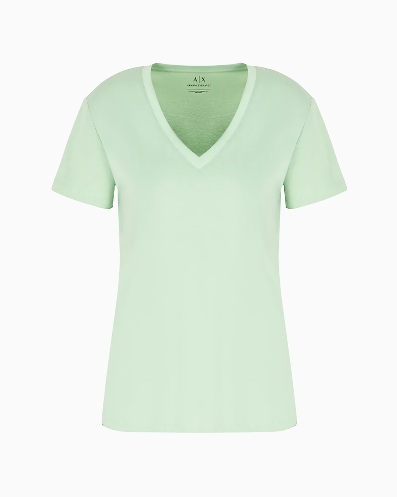 Slim fit jersey T-shirt with V-neck and small logo