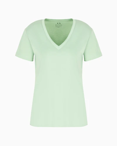 Slim fit jersey T-shirt with V-neck and small logo