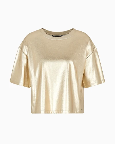 Cropped fit T-shirt metallic lurex
