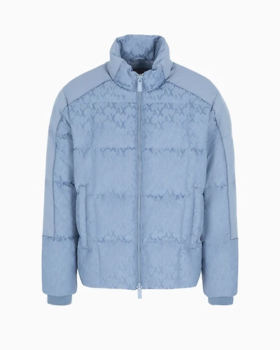 Full zip jacket fabric with allover logo