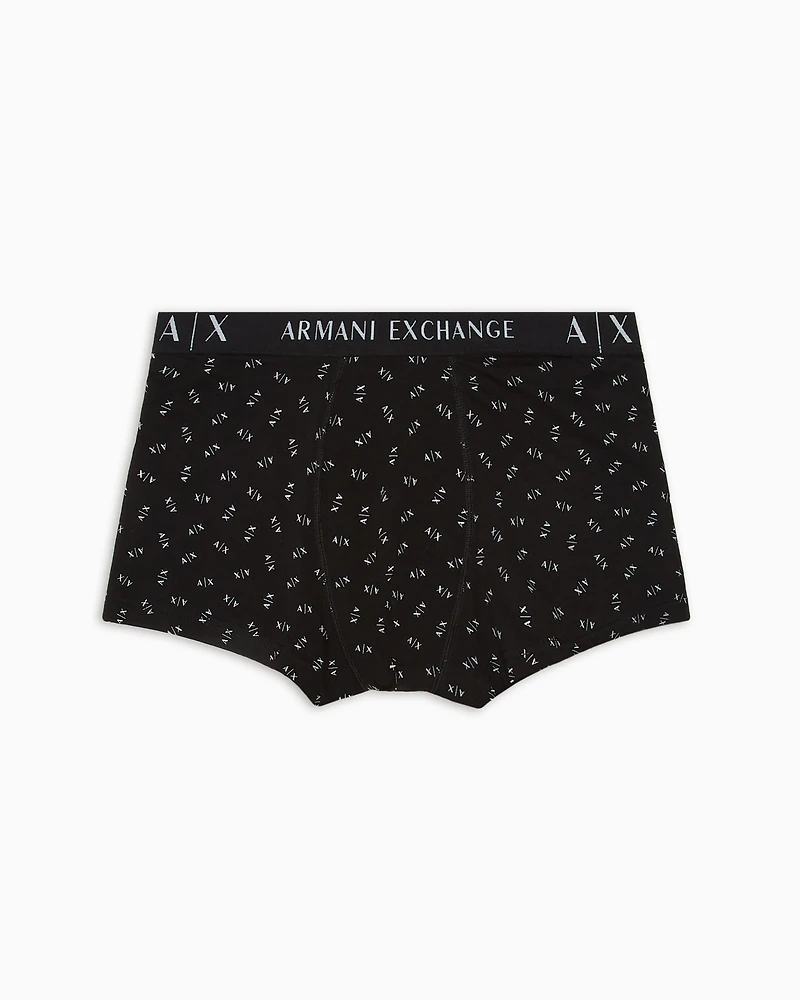 Stretch cotton boxer shorts with quilted logo