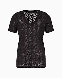 Regular fit T-shirt flamed fabric with allover monogram