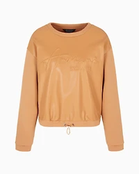 Crewneck sweatshirt eco leather and fleece