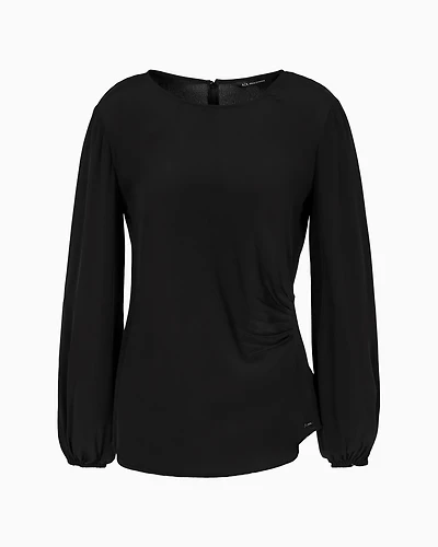 Asymmetrical crepe blouse with pleats