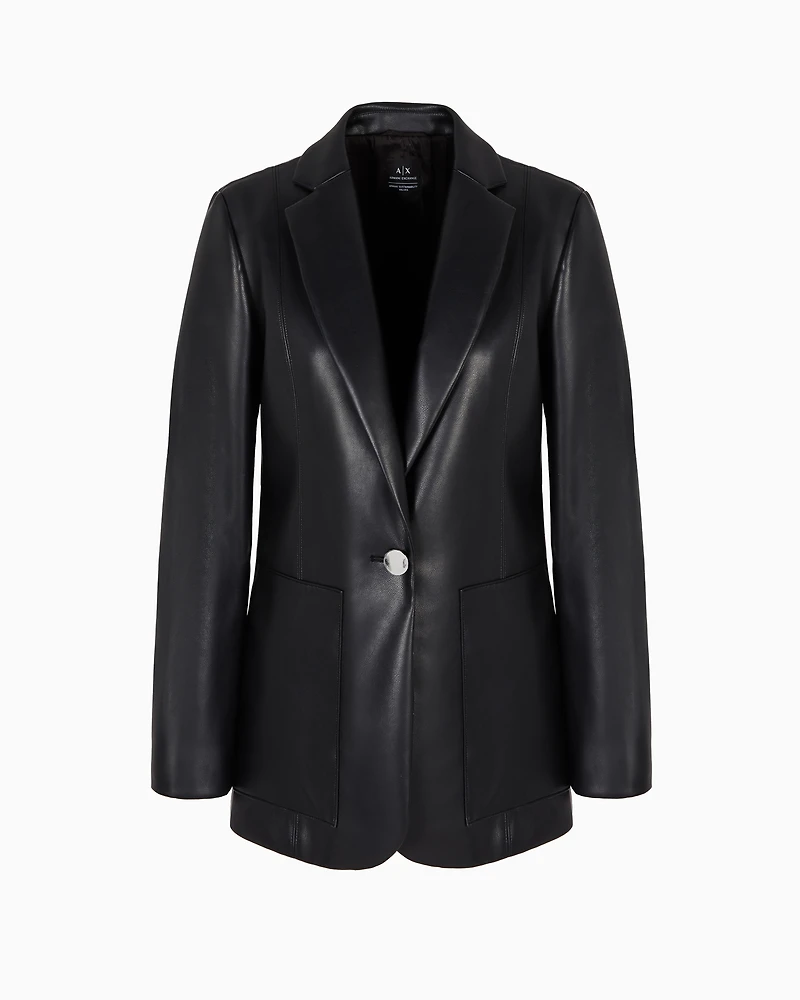 Single-breasted faux leather jacket