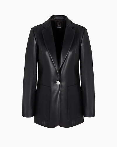 Single-breasted faux leather jacket