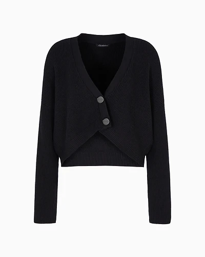 Ribbed V-Neck Cardigan