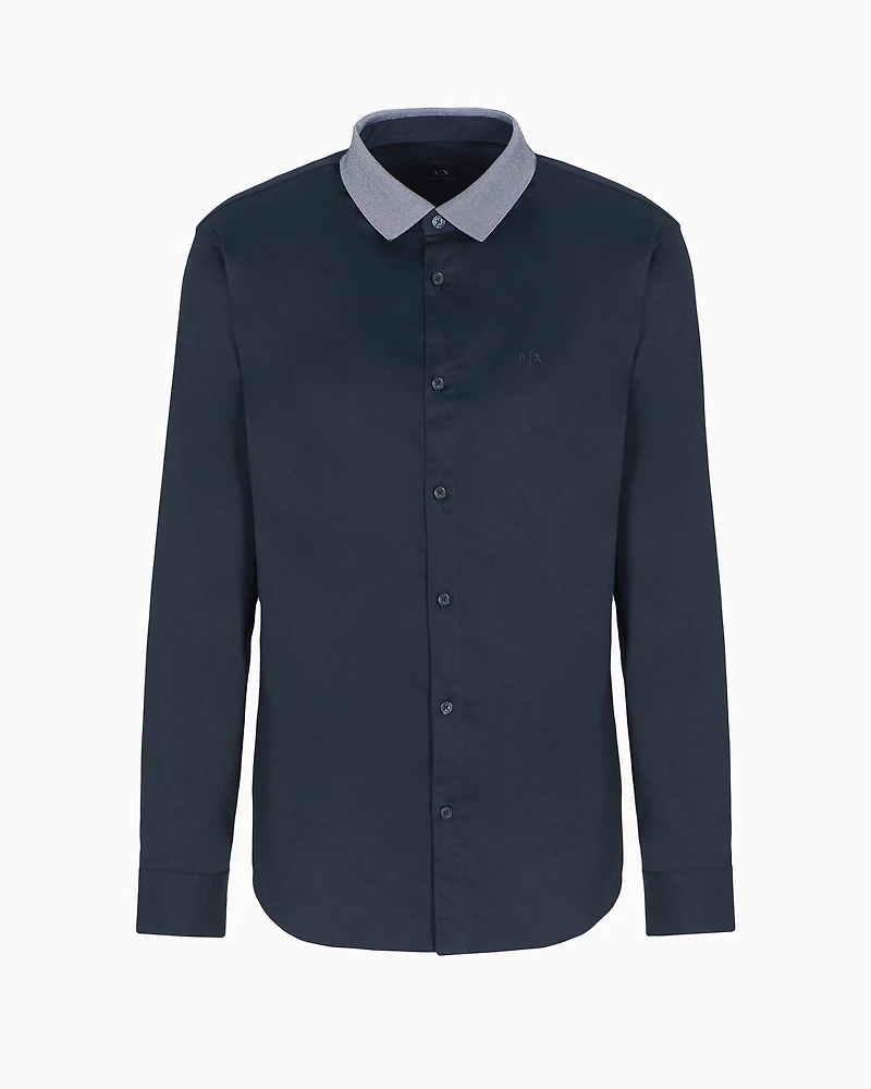 Regular fit shirt stretch cotton poplin