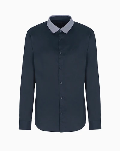 Regular fit shirt stretch cotton poplin