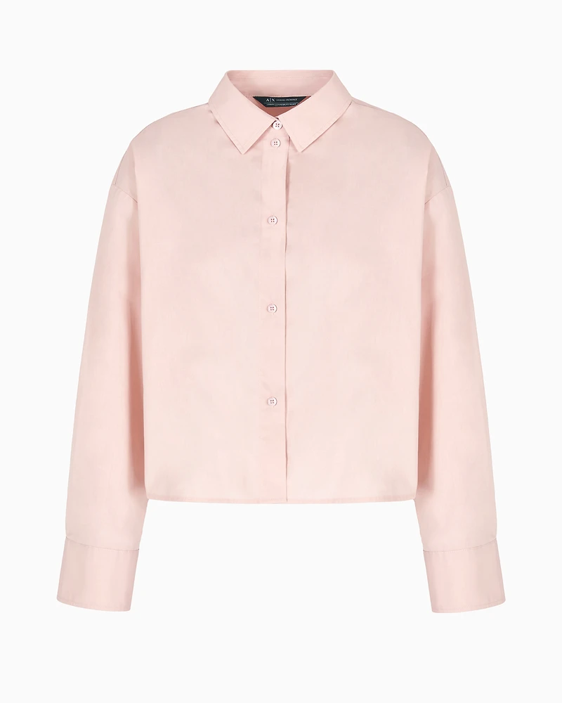 Cropped shirt with pleated voile back