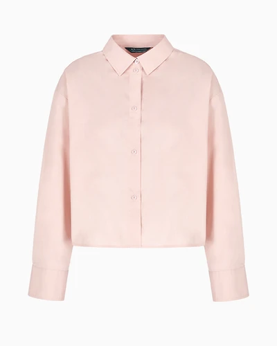 Cropped shirt with pleated voile back