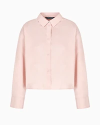 Cropped shirt with pleated voile back