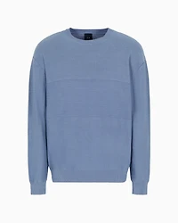 Crew-neck cotton sweater with central processing