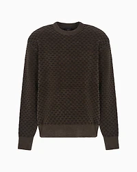 Crewneck sweater with embossed workmanship