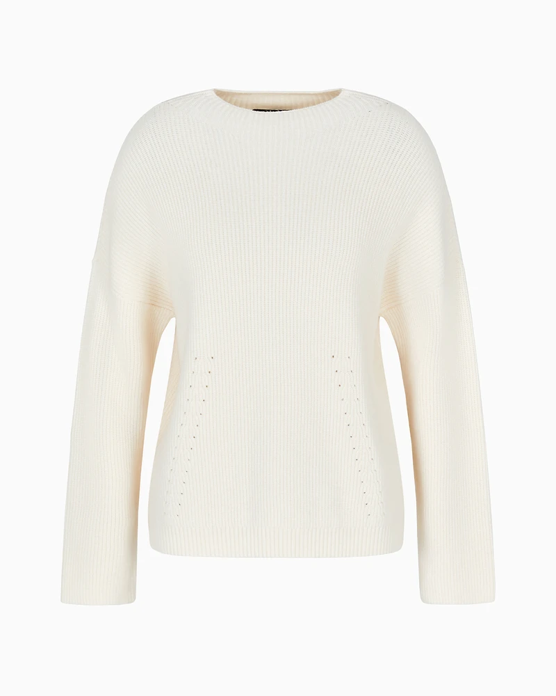 Ribbed sweater with perforated details