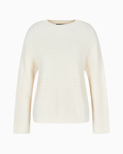 Ribbed sweater with perforated details