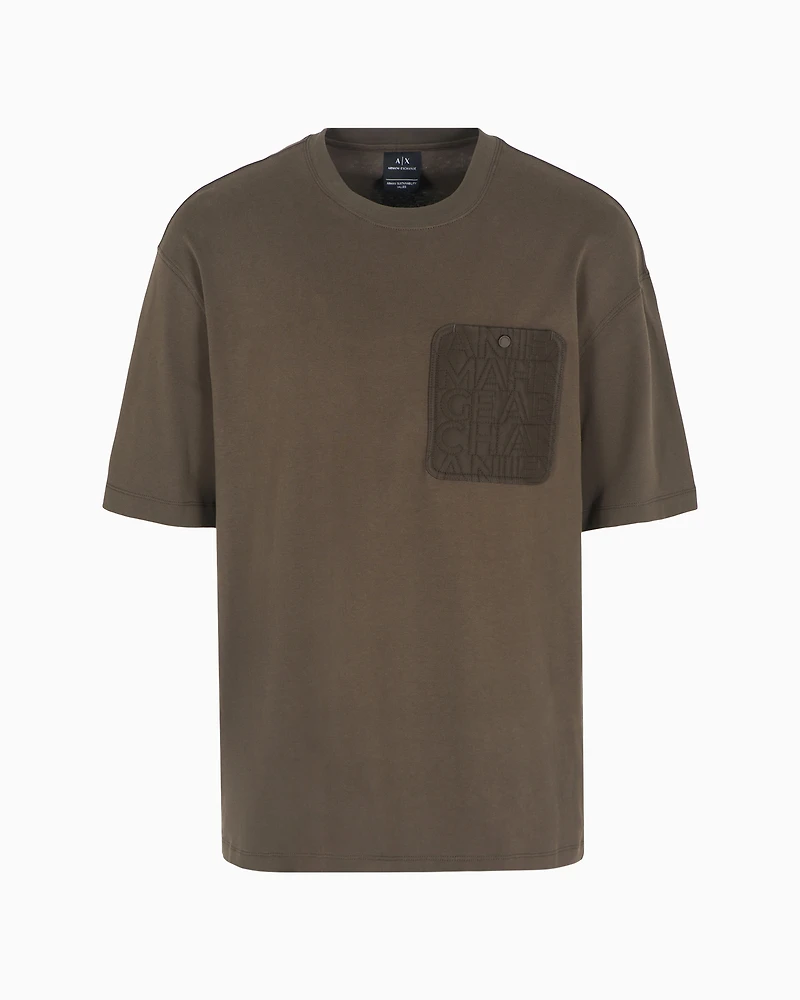 Armani Exchange - Relaxed fit T-shirt with contrast pocket ASV cotton, Man, Brown, Size: