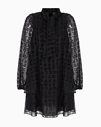 Voile flounce dress with allover monogram