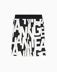 Oversized French terry Bermuda shorts with allover maxi-logo