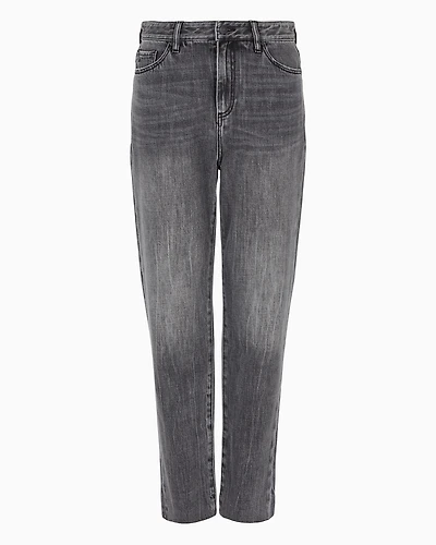 Cropped boyfriend jeans rigid cotton denim