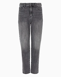 Cropped boyfriend jeans rigid cotton denim