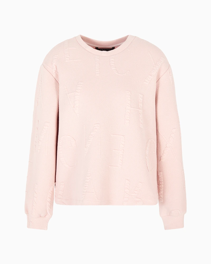 Crewneck sweatshirt with embossed lettering tone