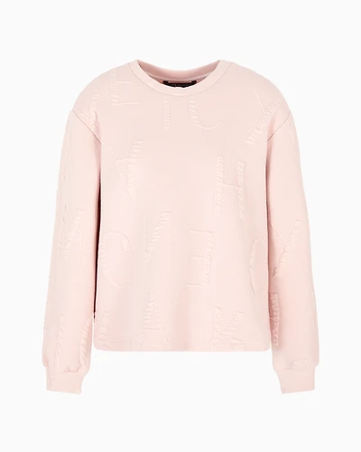 Crewneck sweatshirt with embossed lettering tone