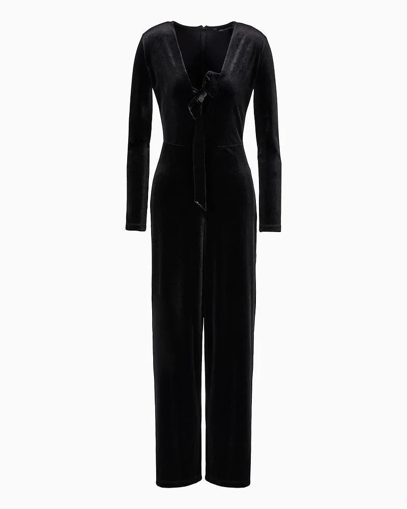 V-neck midi dress with contrasting logo