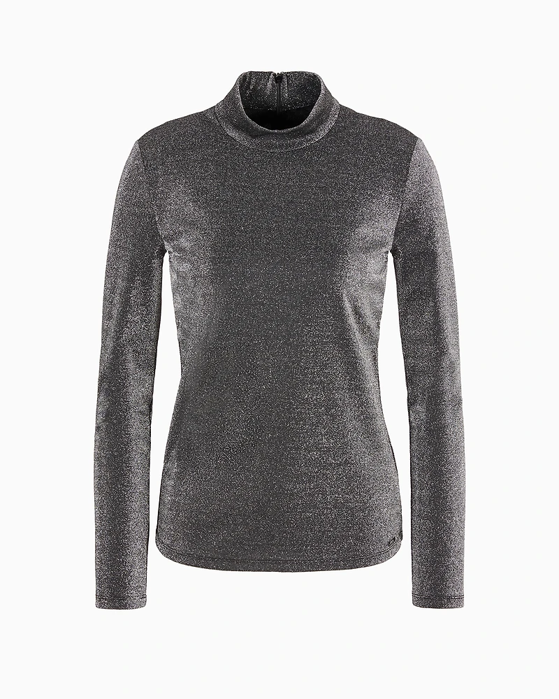 High neck sweater shiny double jersey
