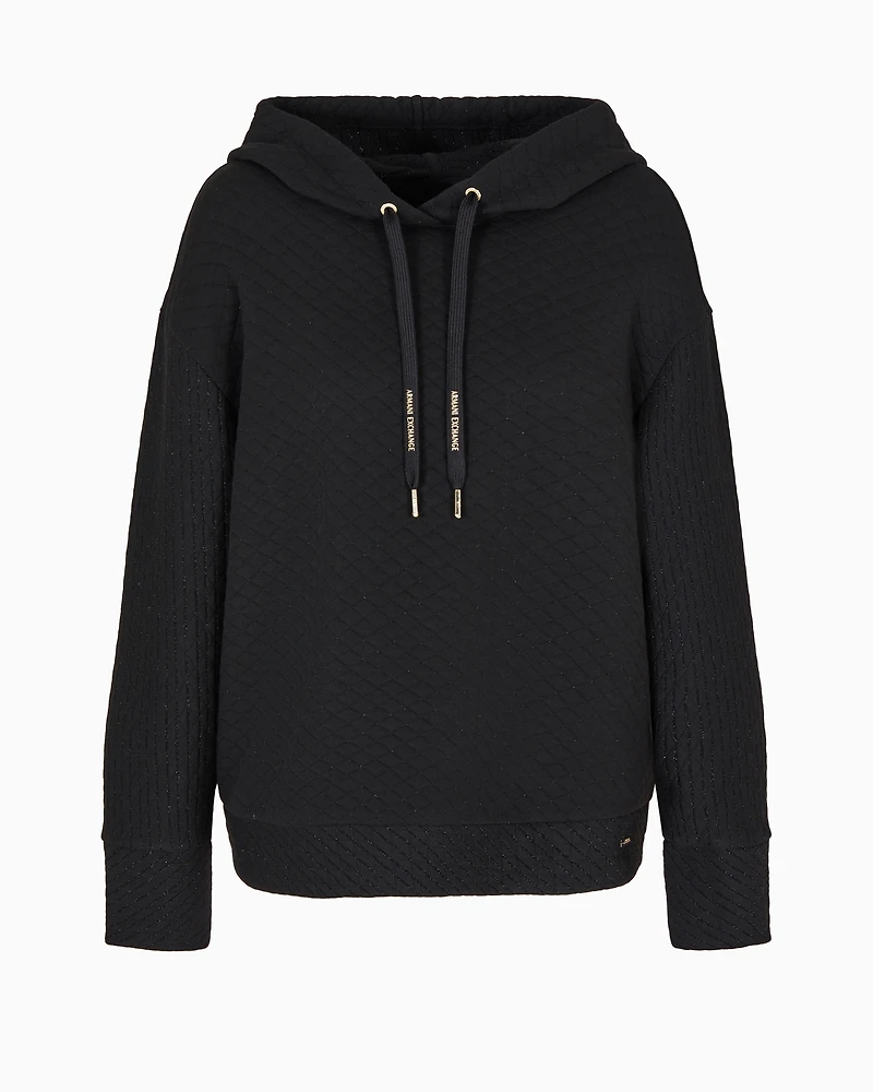 Quilted and lamé hoodie