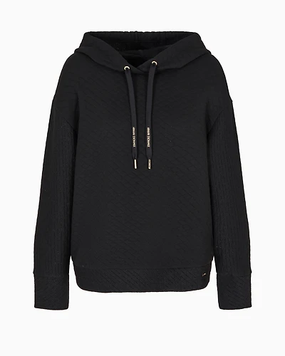 Quilted and lamé hoodie