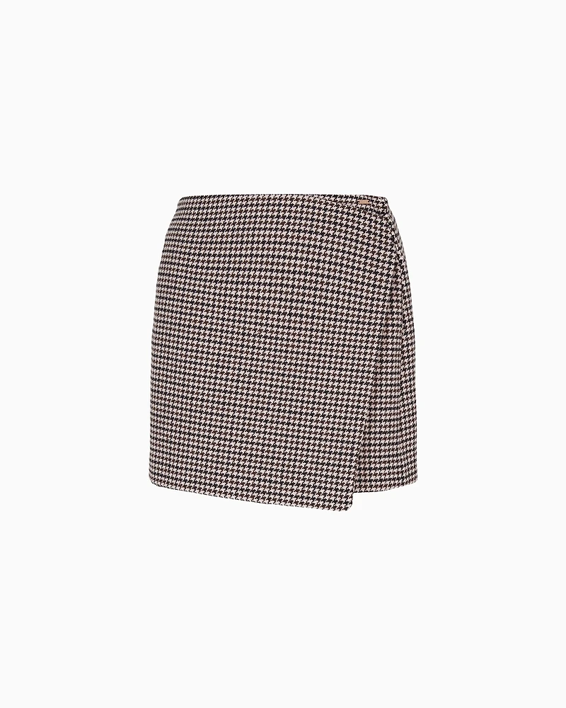 Prince of Wales cloth wrap mini skirt