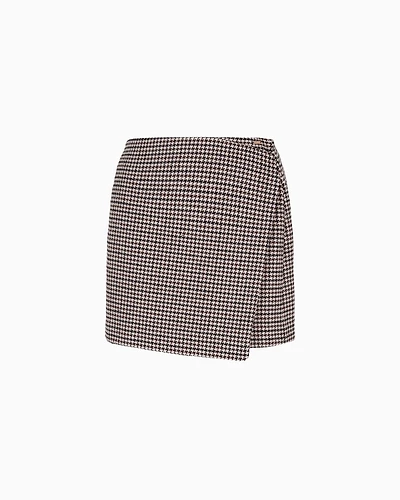 Prince of Wales cloth wrap mini skirt