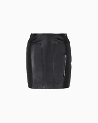 Leather mini skirt with zip