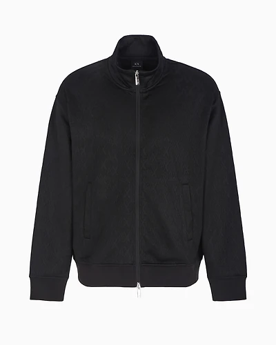 Zip-up sweatshirt allover tone-on-tone monogram fabric