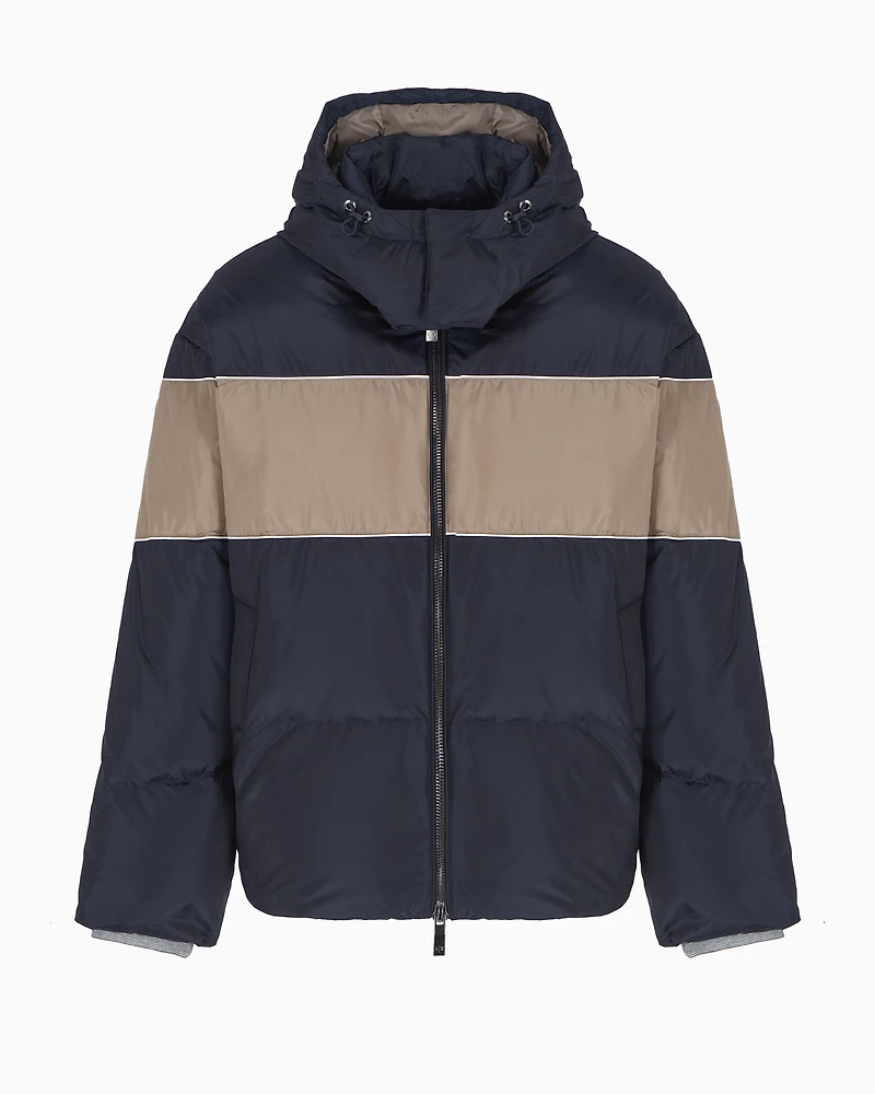 Jacket with hood and contrasting band ASV fabric