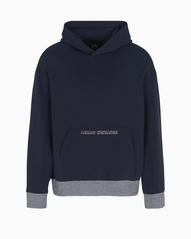 Stretch cotton hoodie with logo
