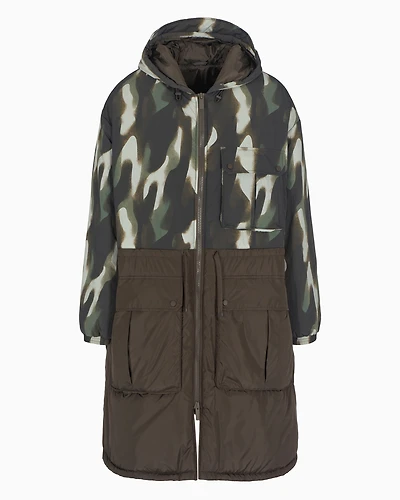Crinkle Camou Nylon Hooded Parka