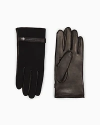 Emporio Armani - Nylon and lambskin nappa leather gloves, Man, Black, Size: