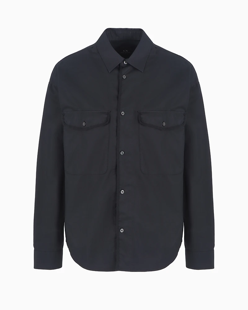 Loose fit cotton twill shirt with pockets