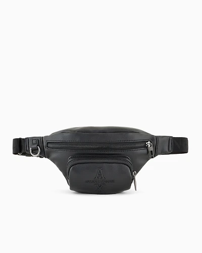 Bum bag with tone-on-tone embossed logo in garnet material