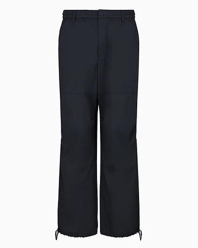 Oversized cotton twill trousers with drawstring