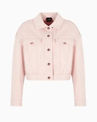 Cropped used effect denim jacket