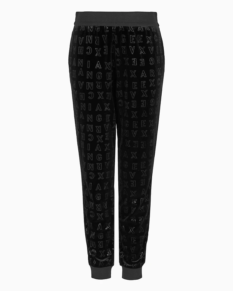Allover logo velvet jogger pants