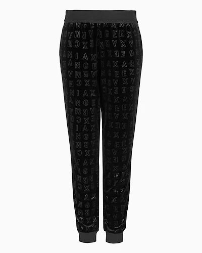 Allover logo velvet jogger pants