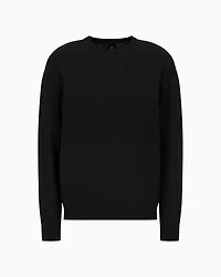 Crew-neck cotton sweater with central processing