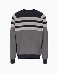 Irregular striped crew neck sweater