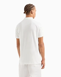 Regular fit cotton zip polo with logo bands