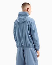 Hooded jacket with pockets crinkle fabric